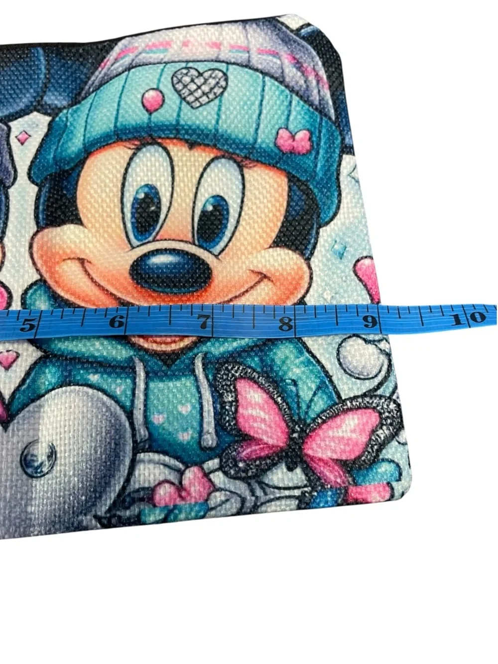 Kids Cartoon Character Zip Pouch in Pink and Teal